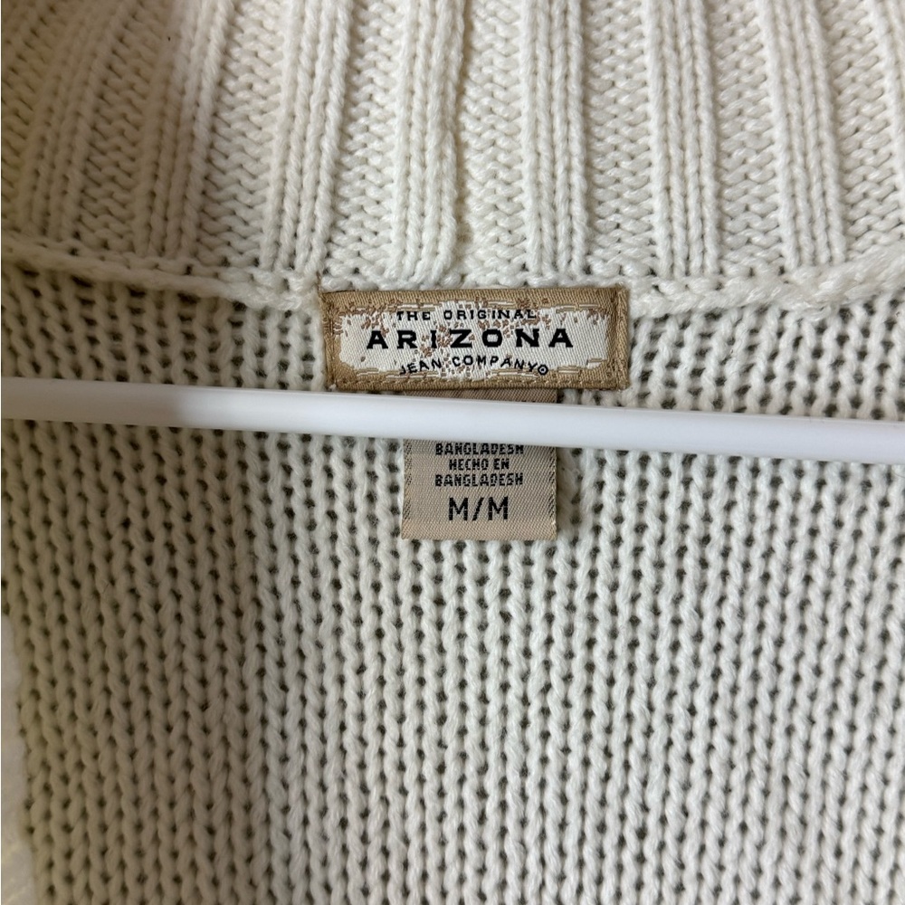 Arizona Jean Company White Ribbed Knit Poncho| Medium - Picture 7 of 10